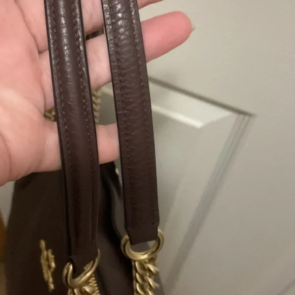 Coach Pebble Leather Tote with Gold Chains in Oxblood - Picture 5 of 13